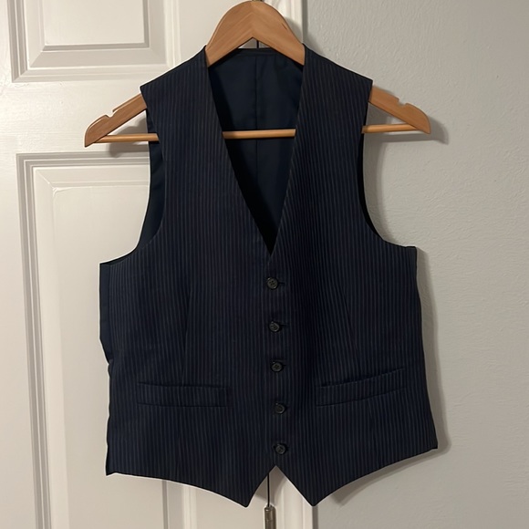 Takashimaya Japanese three piece blue pinstripe wool suit. Fits a size 8. - Picture 2 of 9